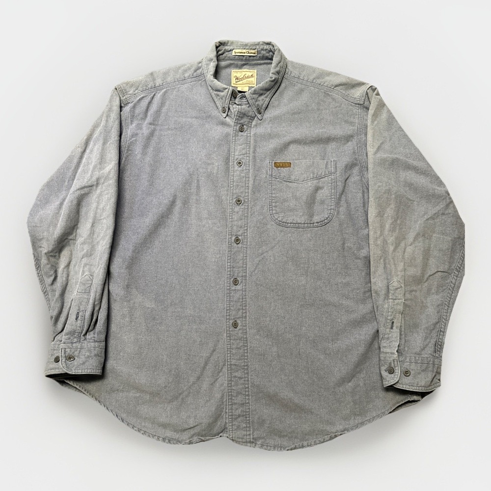 Vintage Woolrich Sportsman Chamois Shirt Mens XL Gray Flannel Button Shirt